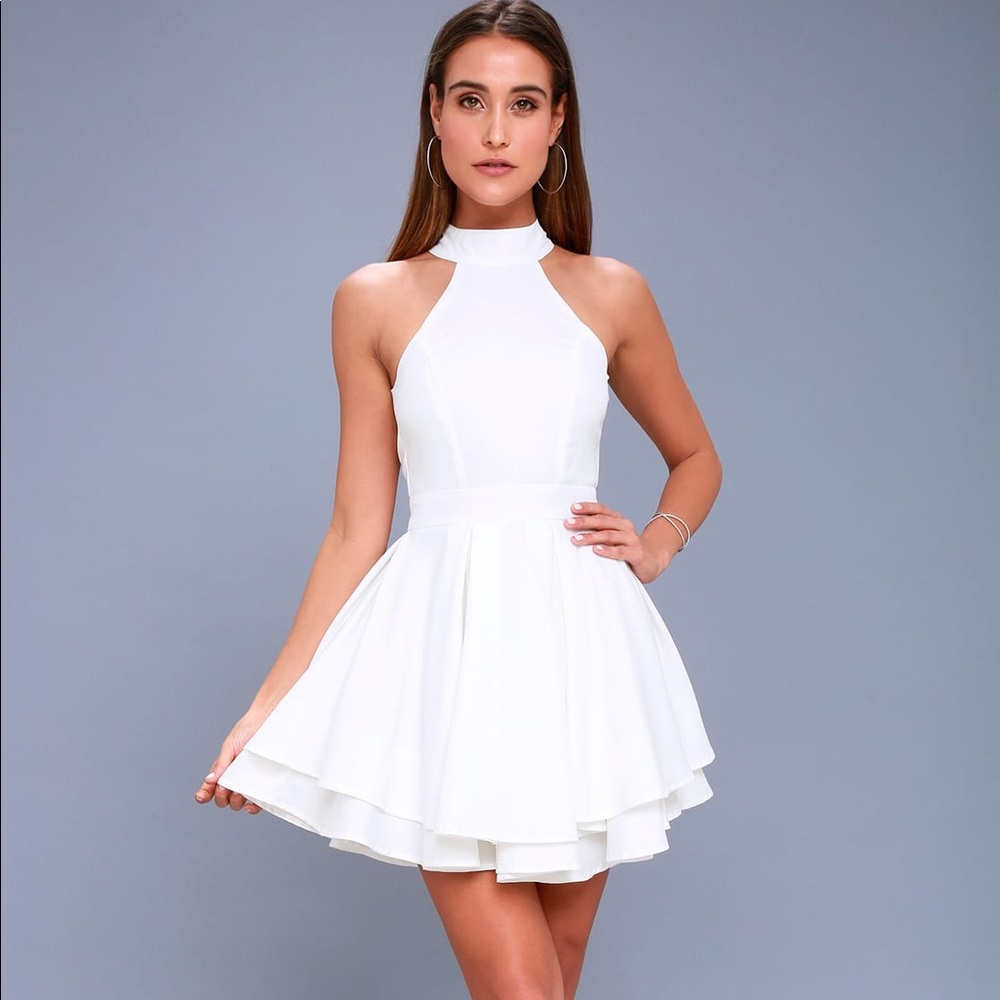LULUS White Rehearsal Skater Dress